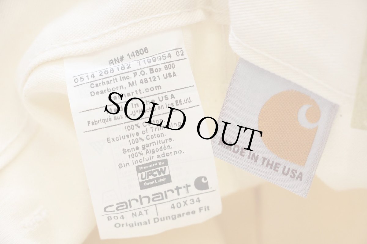 画像6: 未使用★USA製 carharttカーハート ダブルニー コットン ペインターパンツ 生成り w40 L34 (6)