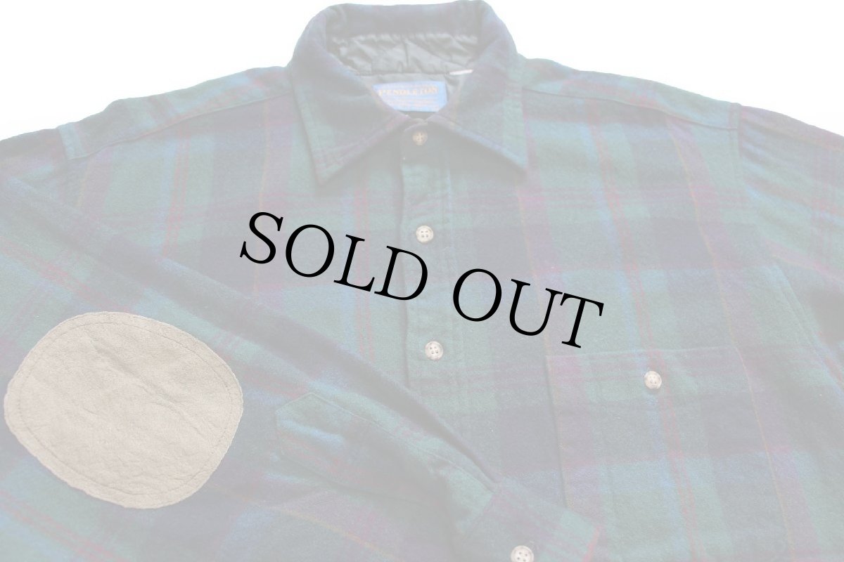 画像3: 00s PENDLETONペンドルトン チェック エルボーパッチ付き ウールシャツ XL (3)