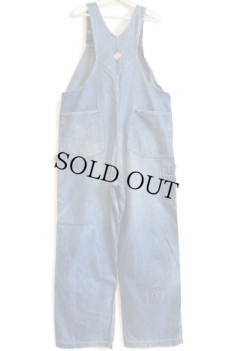 画像3: 50s USA製 PENNEY'S PAYDAY ダメージ リペア インディゴ デニム オーバーオール w44 (3)