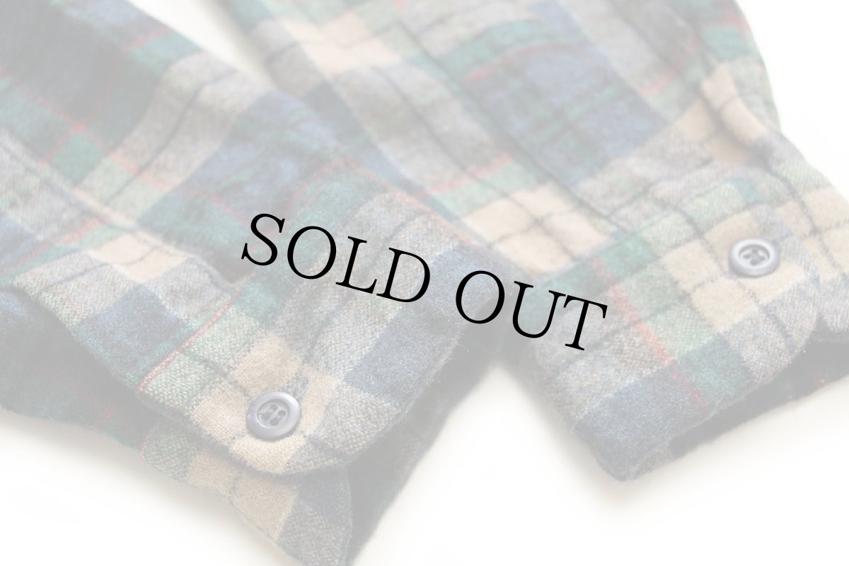 画像5: 70s USA製 PENDLETONペンドルトン チェック オープンカラー ウールシャツ L (5)