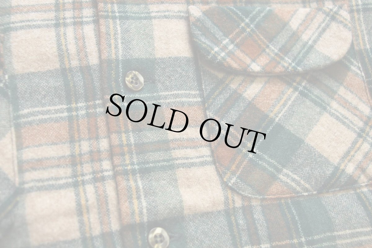 画像5: 70s USA製 PENDLETONペンドルトン チェック オープンカラー ウールシャツ L (5)