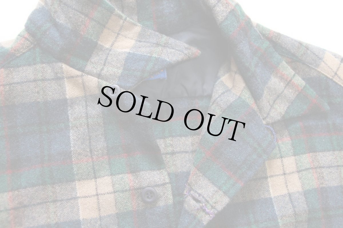 画像3: 70s USA製 PENDLETONペンドルトン チェック オープンカラー ウールシャツ L (3)