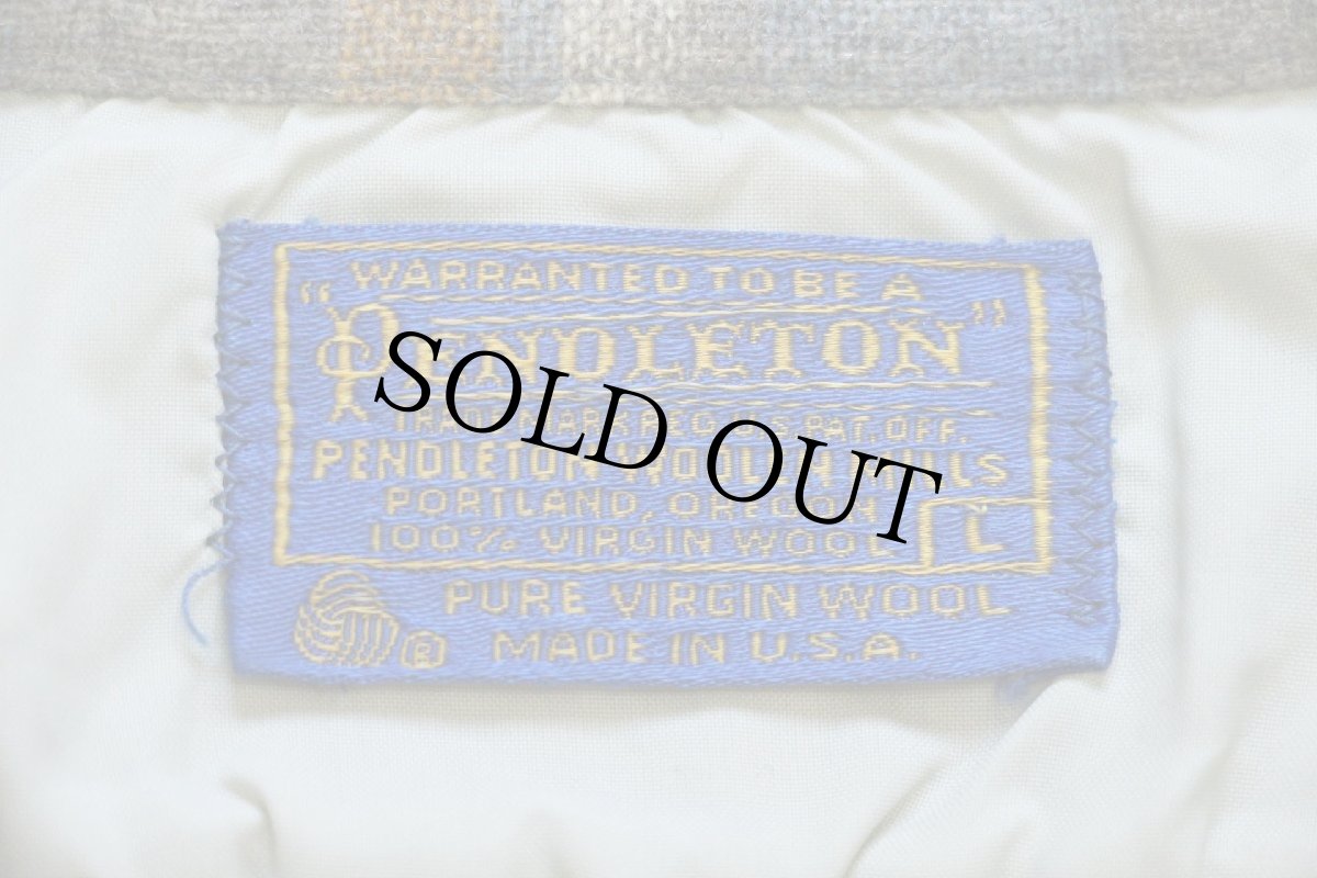 画像4: 70s USA製 PENDLETONペンドルトン チェック オープンカラー ウールシャツ L (4)