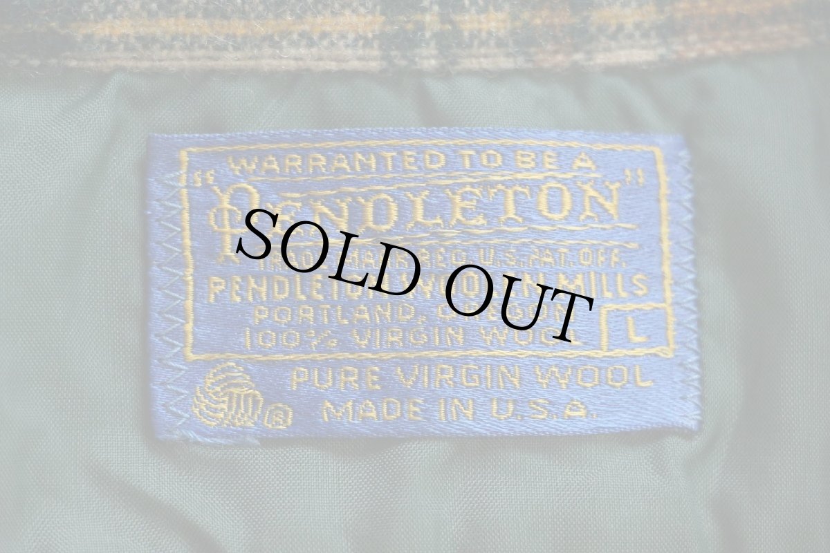 画像4: 70s USA製 PENDLETONペンドルトン チェック オープンカラー ウールシャツ L (4)