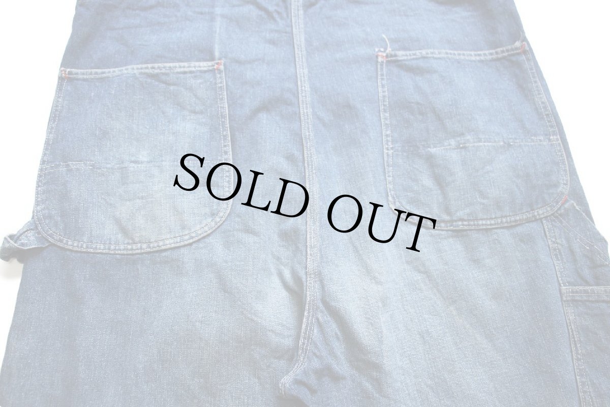 画像9: 50s USA製 PENNEY'S PAYDAY ダメージ リペア インディゴ デニム オーバーオール w44 (9)