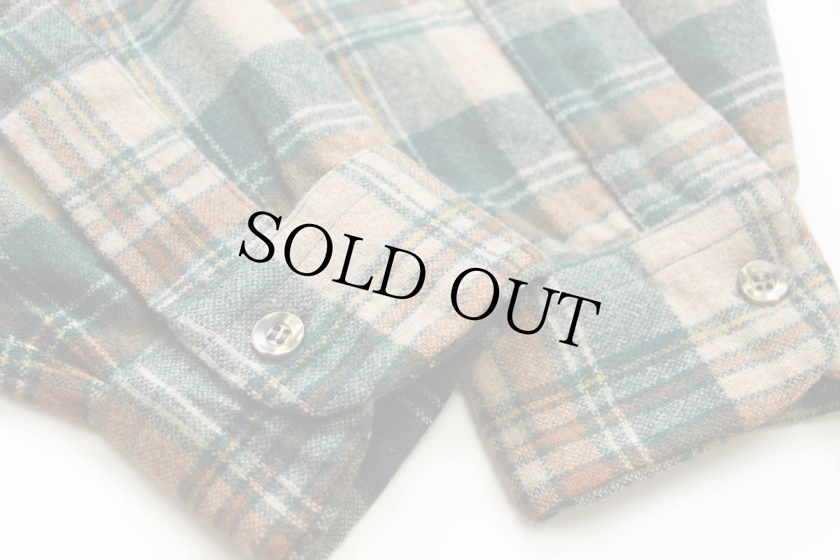 画像6: 70s USA製 PENDLETONペンドルトン チェック オープンカラー ウールシャツ L (6)