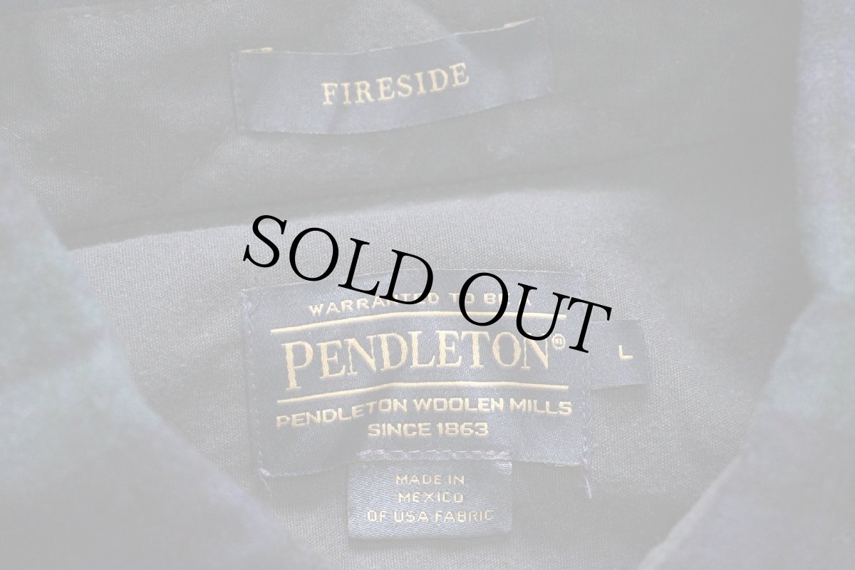 画像4: メキシコ製 PENDLETONペンドルトン FIRESIDE BLACK WATCH TARTAN ブラックウォッチ タータンチェック ボタンダウン ウールシャツ L (4)