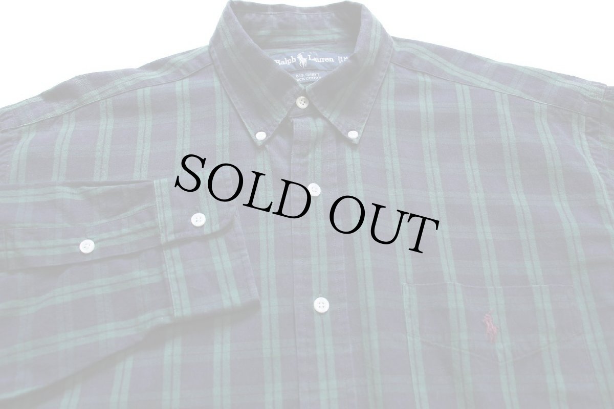 画像3: 00s ラルフローレン BIG SHIRT ブラックウォッチ タータンチェック ポケット付き ボタンダウン オックスフォード コットンシャツ (3)