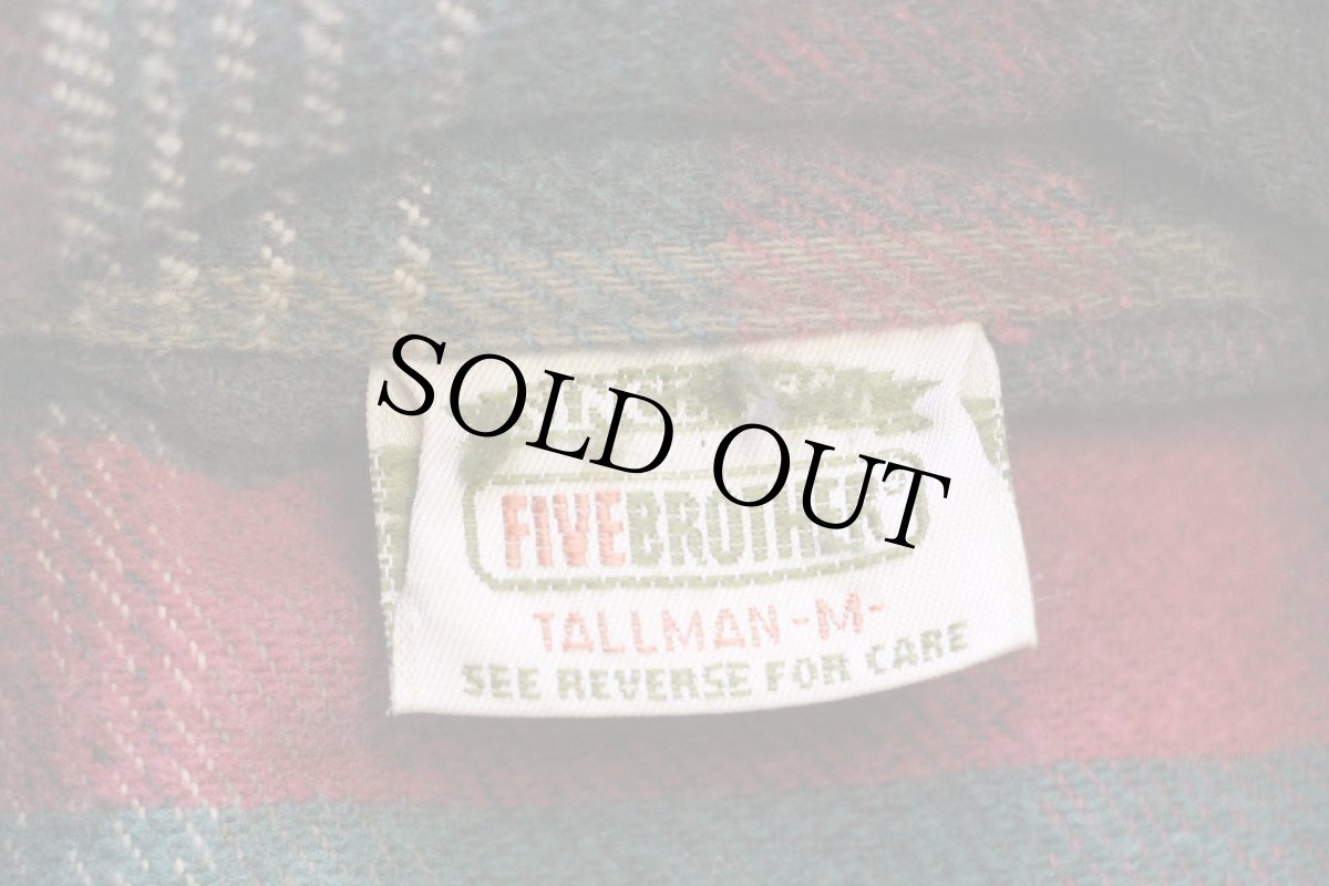 画像4: 90s FIVE BROTHERファイブブラザー チェック コットン フランネルシャツ T-M (4)