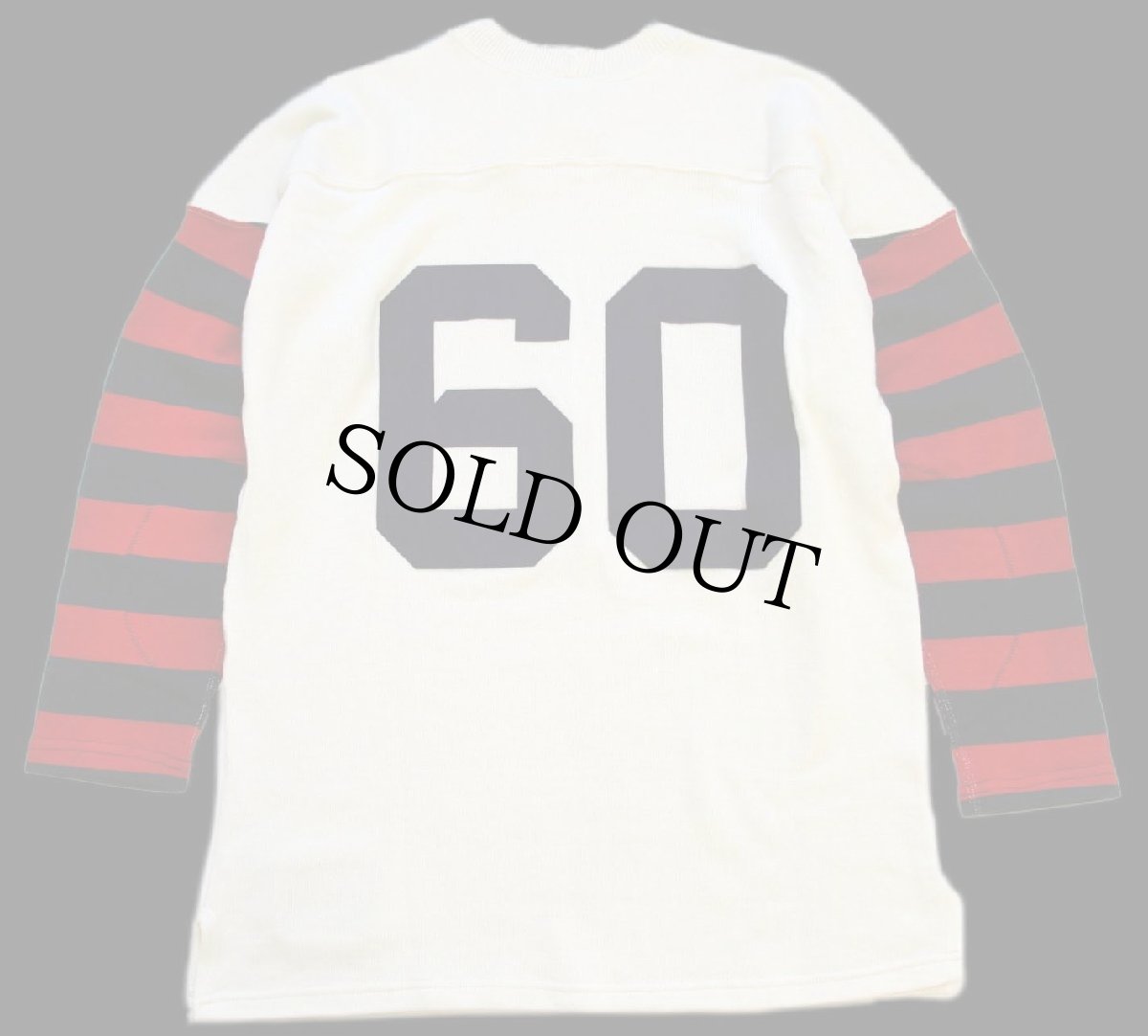 画像2: カナダ製 Stall&Dean 60 フェルトパッチ ナンバリング 太ボーダー 切り替え PENN フットボール ウール混 ニットセーター (2)