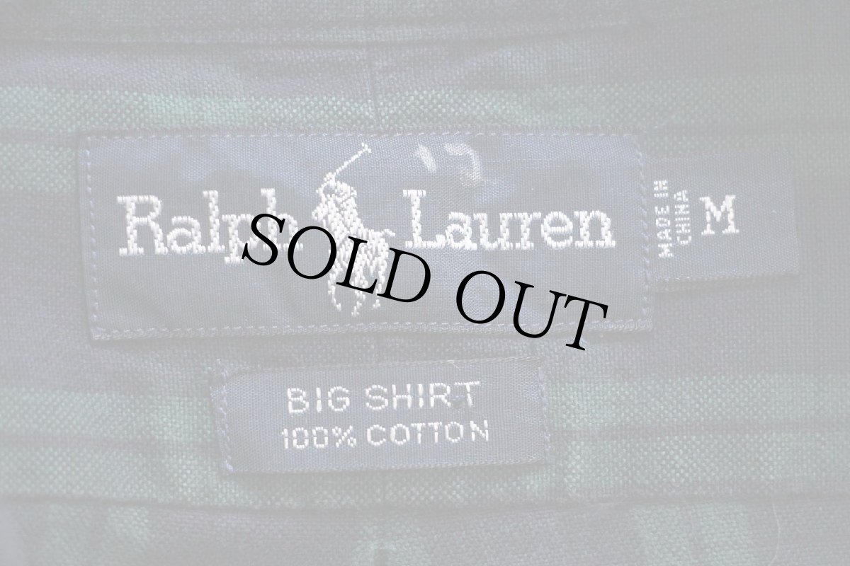 画像4: 00s ラルフローレン BIG SHIRT ブラックウォッチ タータンチェック ポケット付き ボタンダウン オックスフォード コットンシャツ (4)