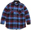 70s FROSTPROOF ブロックチェック ウールシャツ 青×黒×ワインレッド