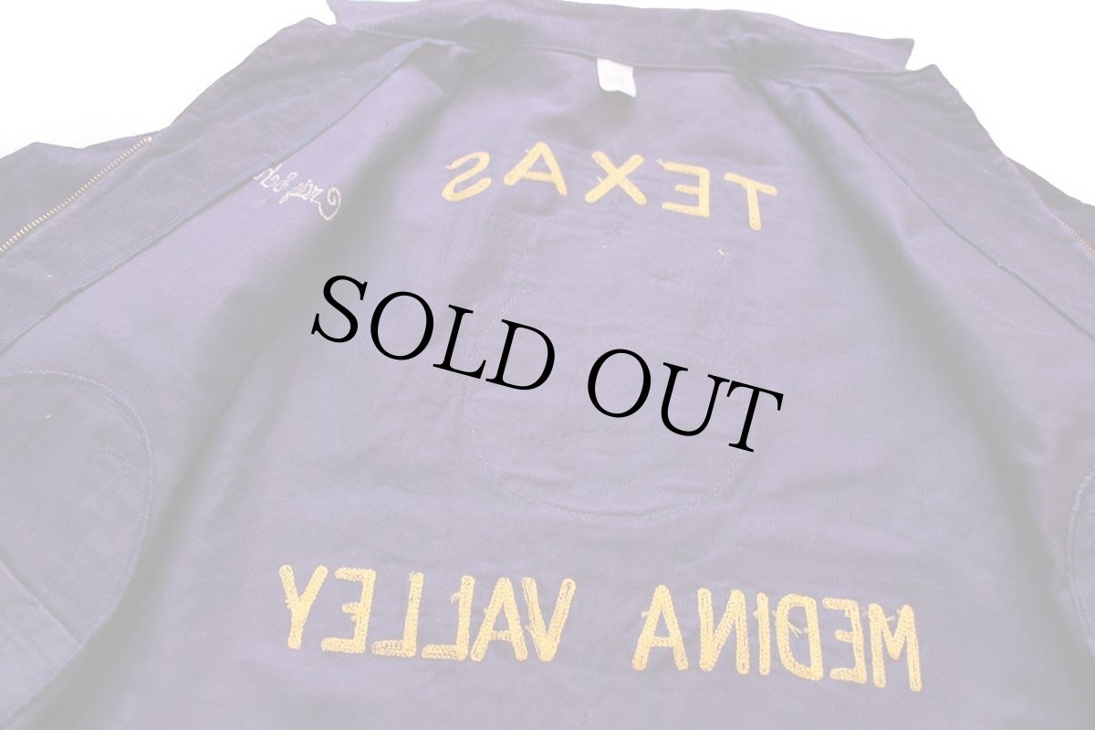 画像6: 80s FFA TEXAS チェーン刺繍&ピンズ&パッチ付き コーデュロイ ファーマーズジャケット ナス紺 40 (6)