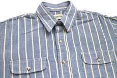 画像3: 90s USA製 STJOHN'SBAY ストライプ コットン シャンブレーシャツ L (3)