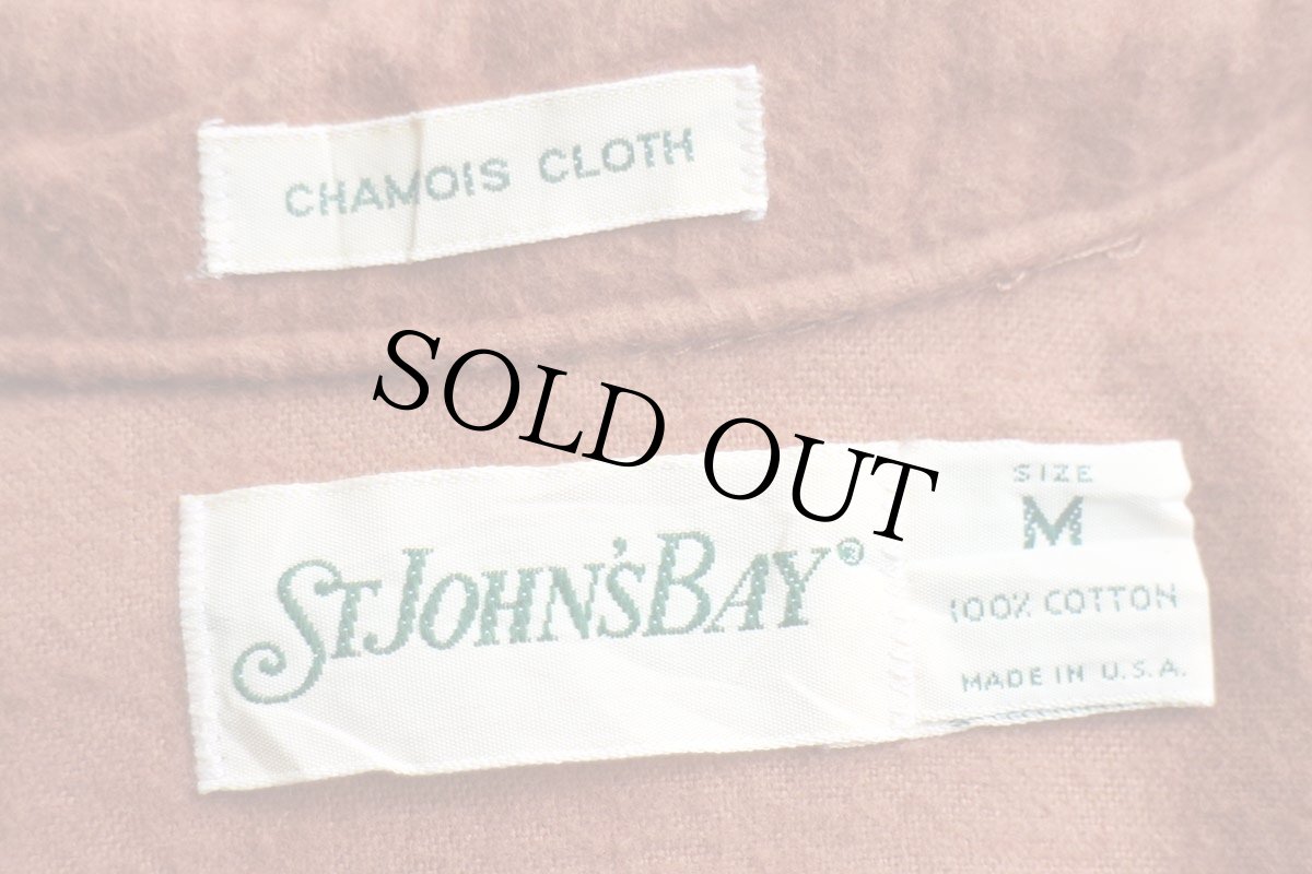 画像4: 90s USA製 STJOHN'SBAY CHAMOIS CLOTH 無地 コットン シャモアクロスシャツ レンガ M (4)