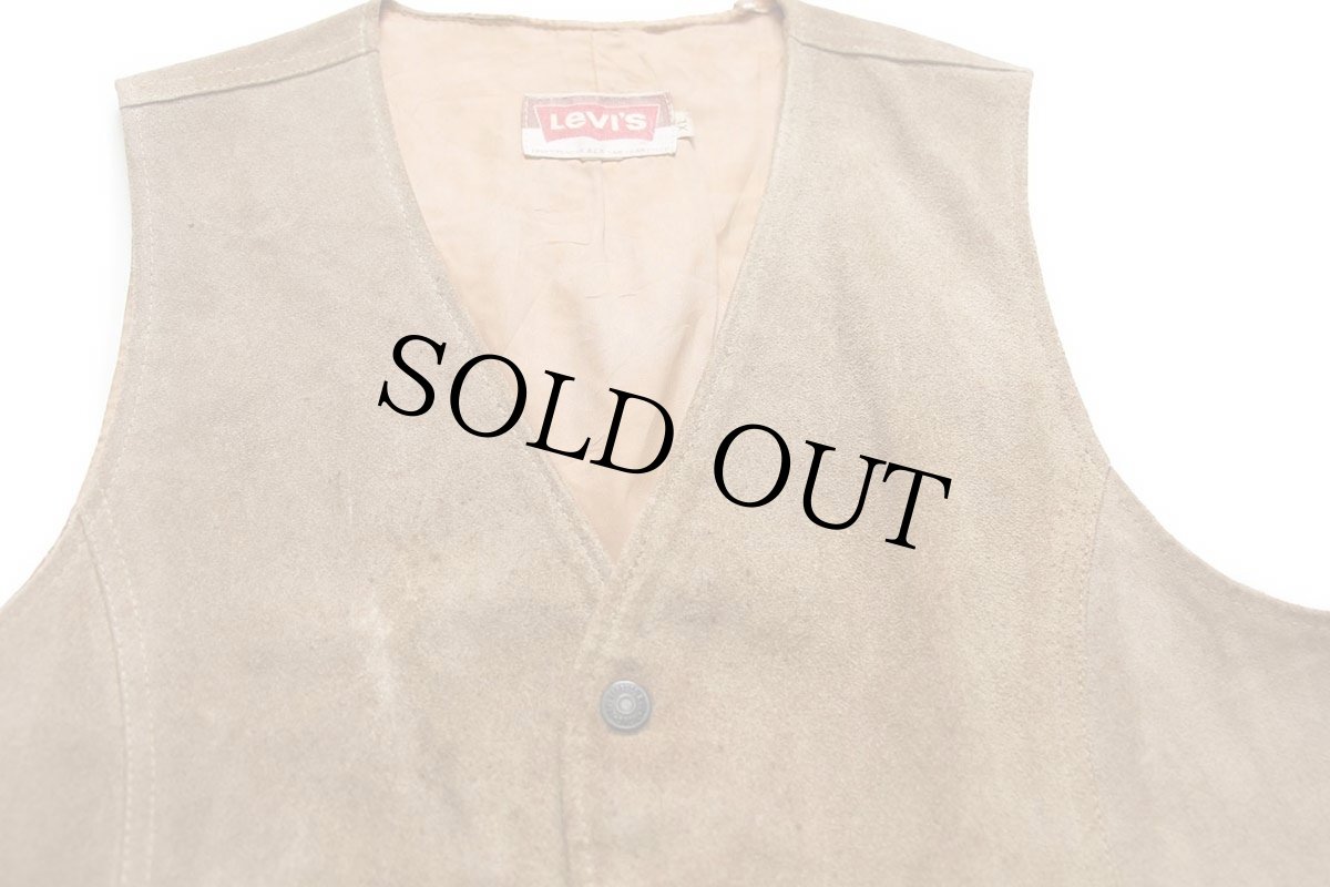 画像3: 70s Levi'sリーバイス スエード レザーベスト 薄茶 XL (3)