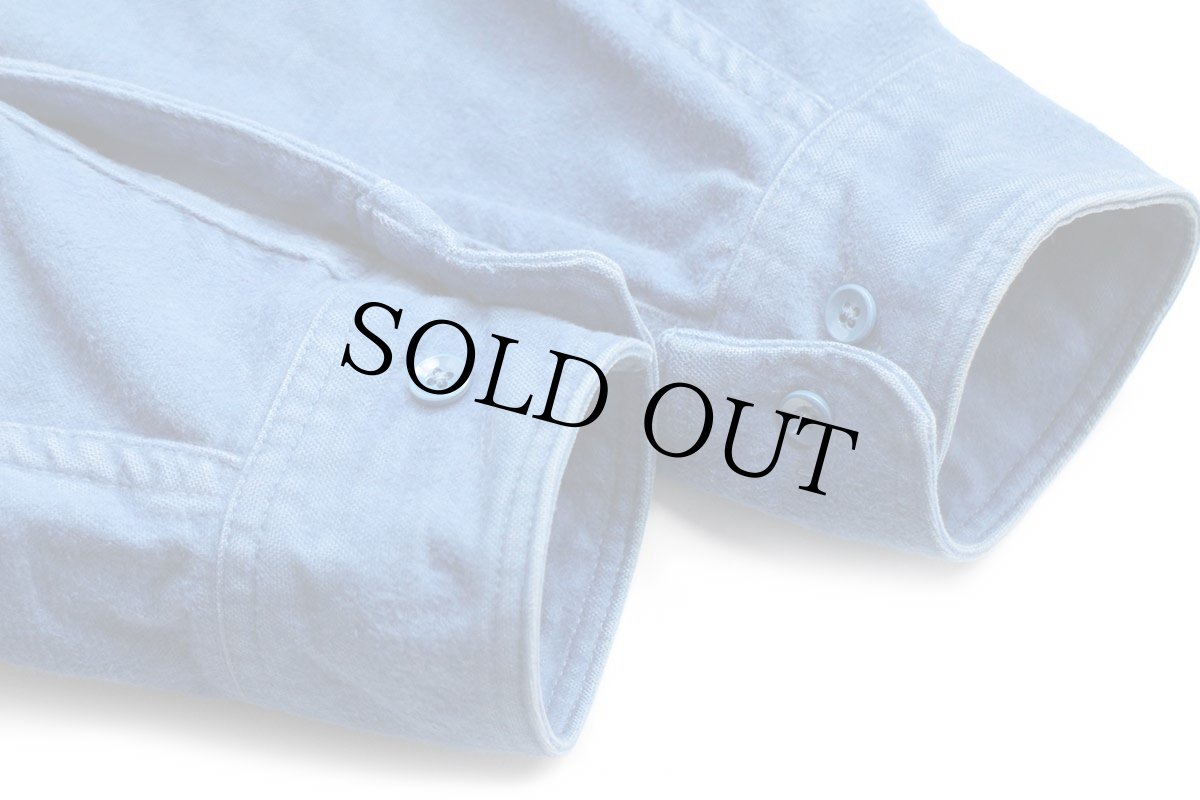 画像6: 80s EddieBauerエディーバウアー 無地 コットン シャモアクロスシャツ 青 (6)