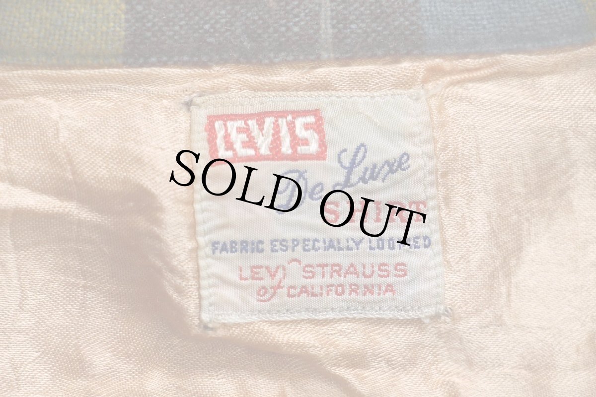 画像4: 50s LEVI'Sリーバイス De Luxe チェック ウール オープンカラーシャツ (4)
