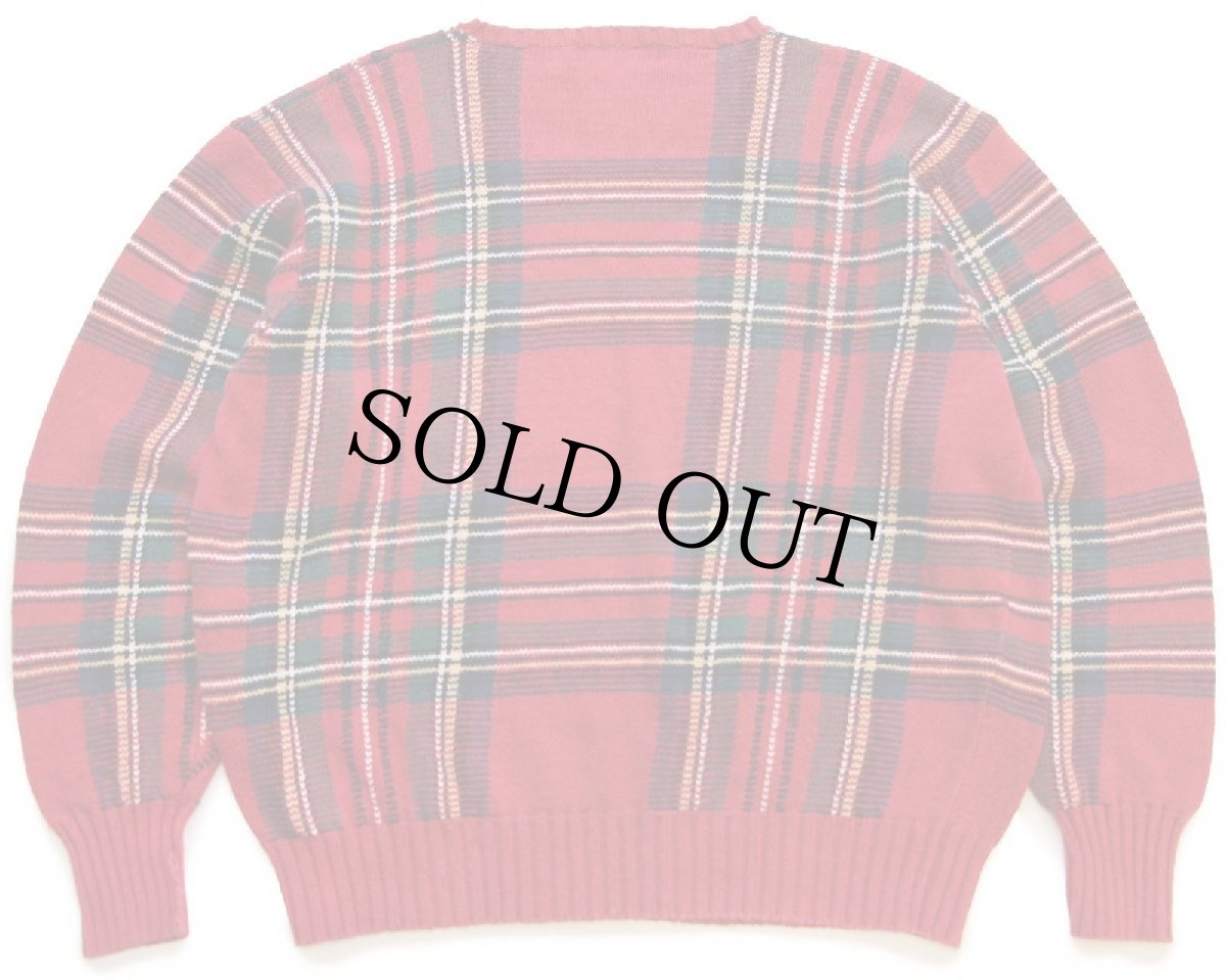 画像2: 90s ポロ ラルフローレン タータンチェック コットンニット セーター XL (2)