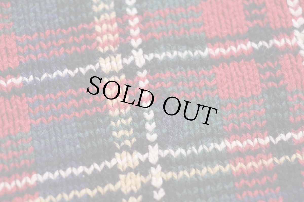 画像5: 90s ポロ ラルフローレン タータンチェック コットンニット セーター XL (5)