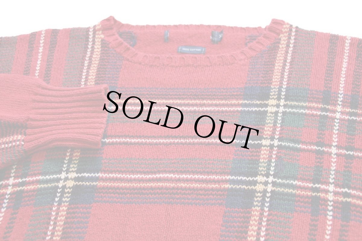 画像3: 90s ポロ ラルフローレン タータンチェック コットンニット セーター XL (3)