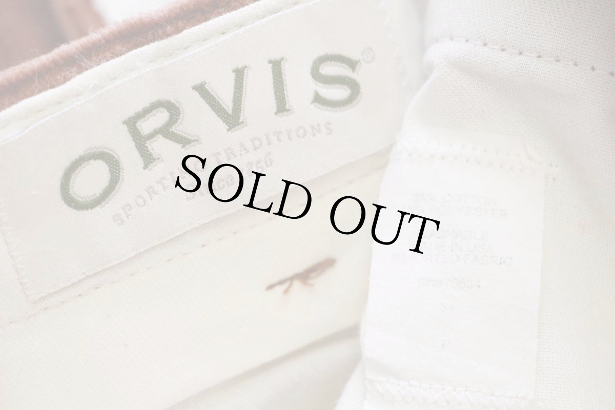 画像6: 90s USA製 ORVISオービス ツータック 太畝 コーデュロイパンツ 赤茶 34 (6)