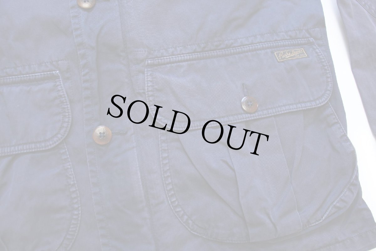 画像7: ポロ ラルフローレン チンスト&フード付き コットンポプリン ハンティングジャケット ナス紺 フェード S (7)