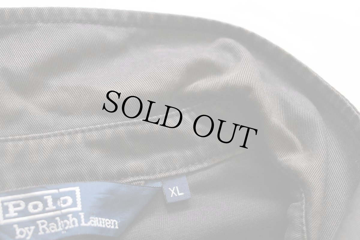 画像6: 90s ポルトガル製 ポロ ラルフローレン ワンポイント チンスト付き コットンジャケット 黒 フェード XL (6)