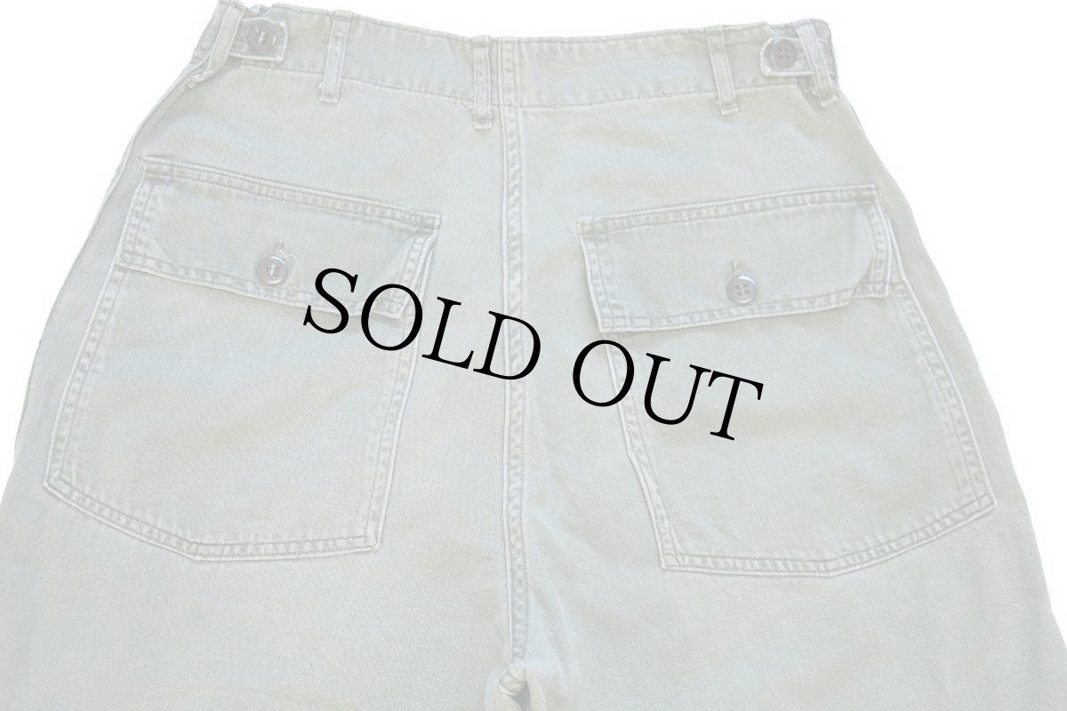 画像5: 60s 米軍 U.S.ARMY コットンサテン ユーティリティ ベイカーパンツ オリーブグリーン M (5)