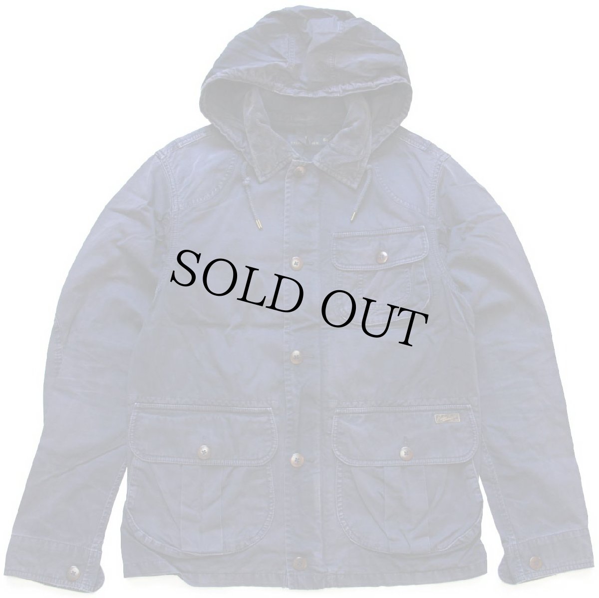 画像1: ポロ ラルフローレン チンスト&フード付き コットンポプリン ハンティングジャケット ナス紺 フェード S (1)