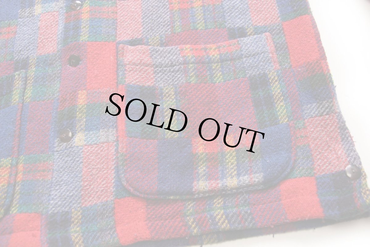 画像5: 90s KING'S ROAD チェック パッチワーク パチポケ フランネル シャツジャケット L (5)