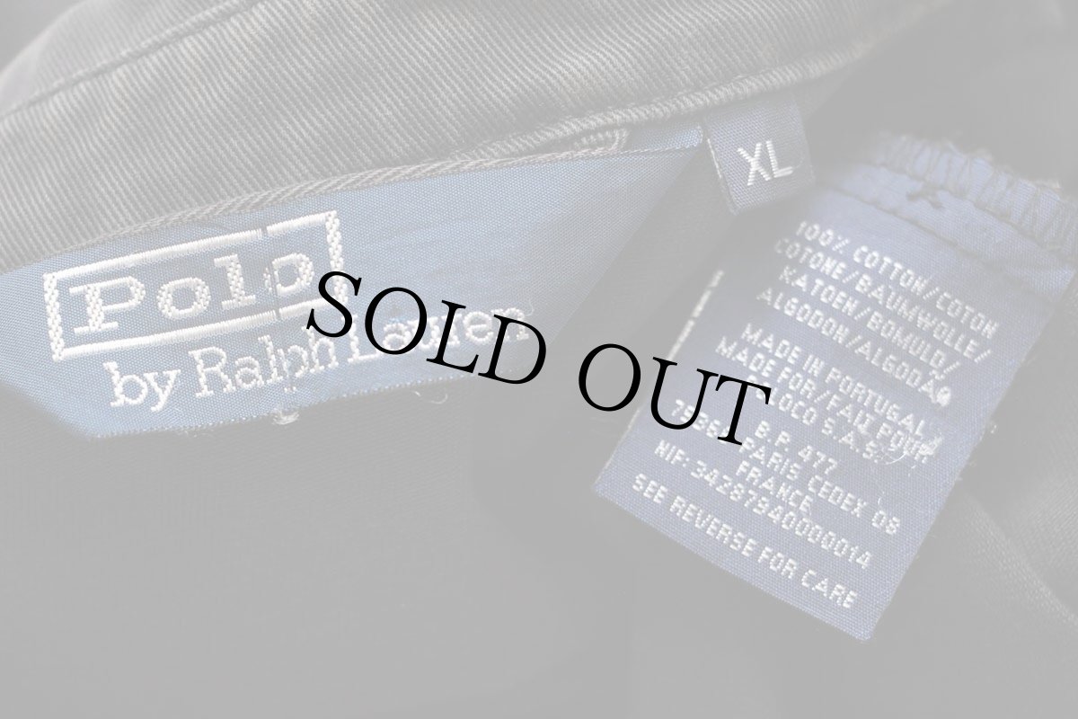 画像4: 90s ポルトガル製 ポロ ラルフローレン ワンポイント チンスト付き コットンジャケット 黒 フェード XL (4)