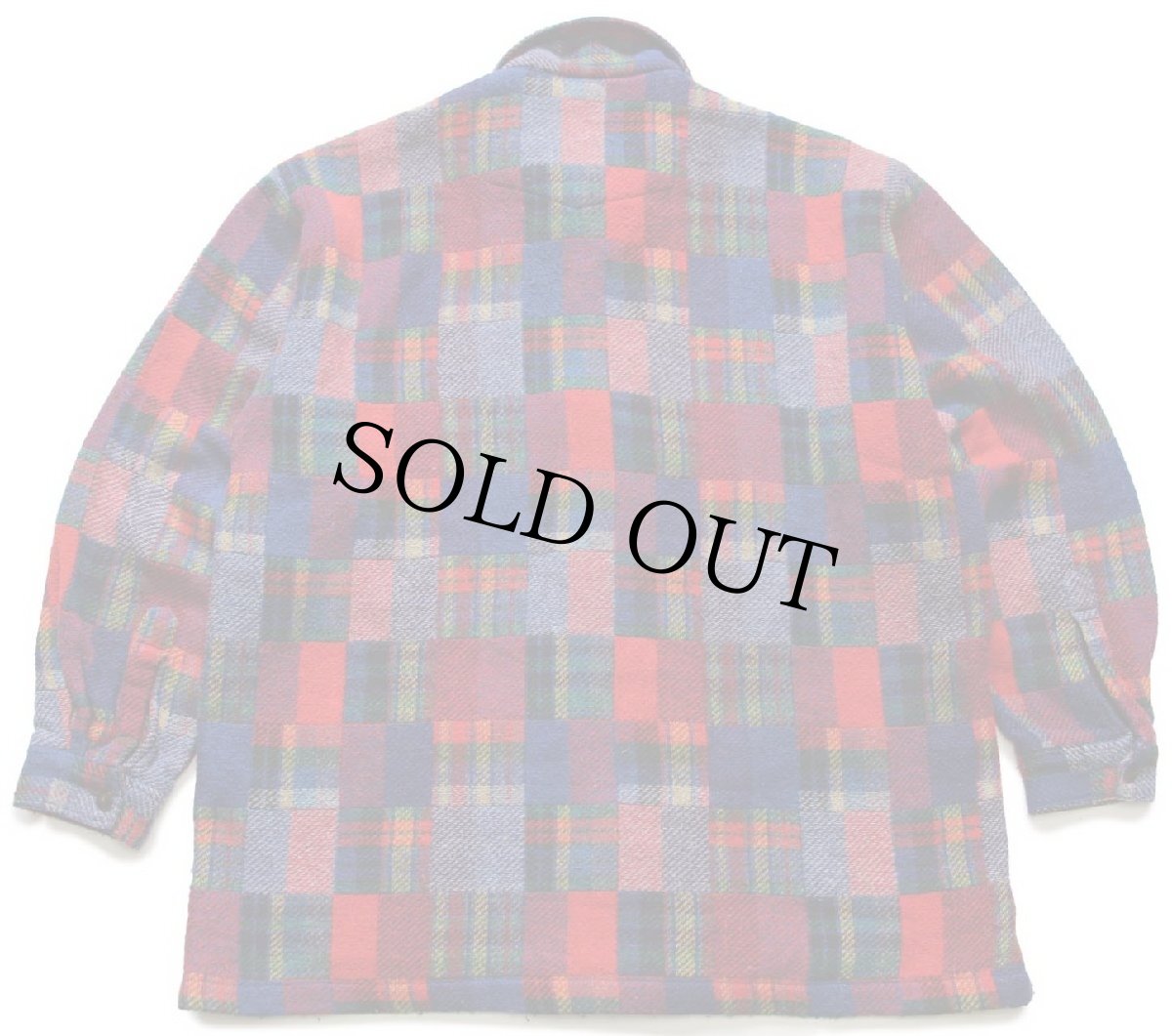 画像2: 90s KING'S ROAD チェック パッチワーク パチポケ フランネル シャツジャケット L (2)