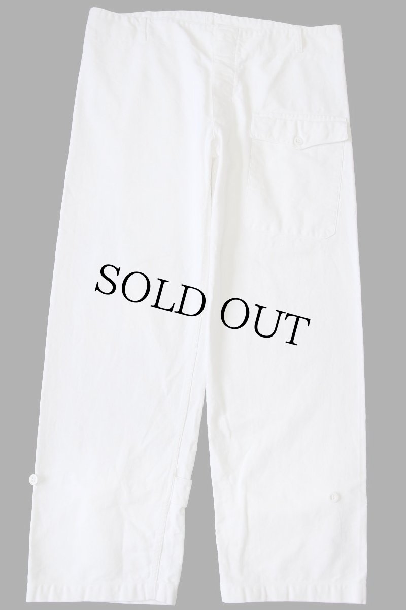 画像2: 90s イタリア軍 山ポケ コットン ツイルパンツ 生成り 1★C (2)