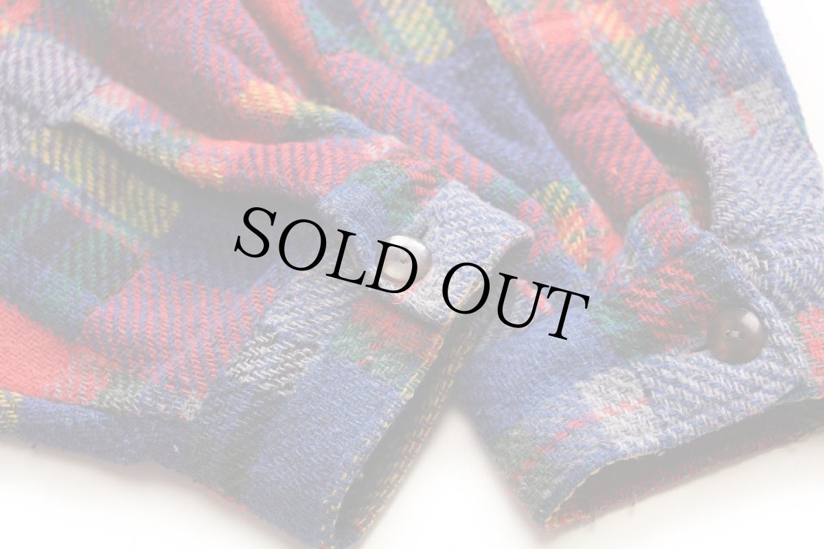 画像6: 90s KING'S ROAD チェック パッチワーク パチポケ フランネル シャツジャケット L (6)