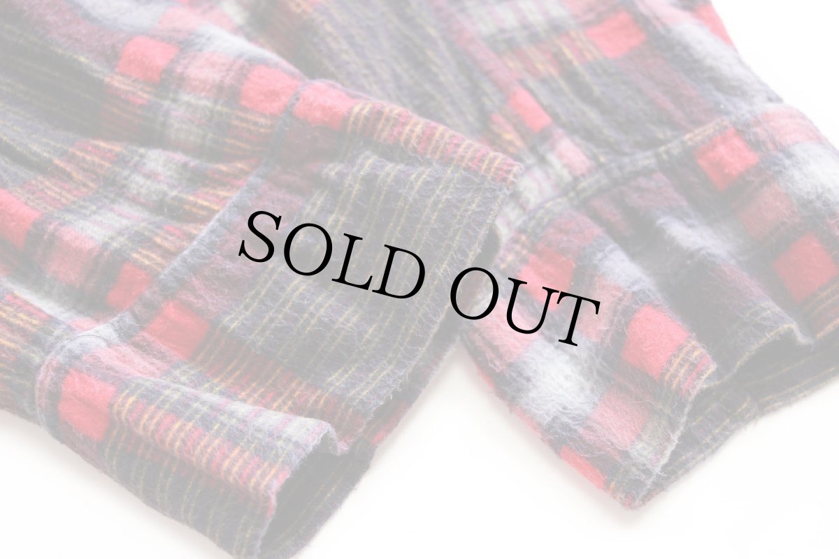 画像8: 60s Penneys TOWNCRAFT チェック ショールカラー コットン プリントネルガウン M (8)