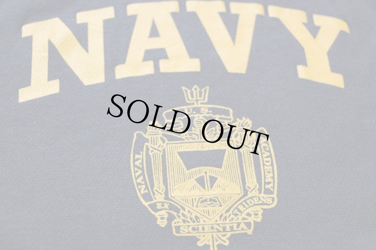 画像4: 90s USA製 米軍 NAVY U.S.NAVAL ACADEMY リバースウィーブ スウェット 紺 XXL★特大 (4)