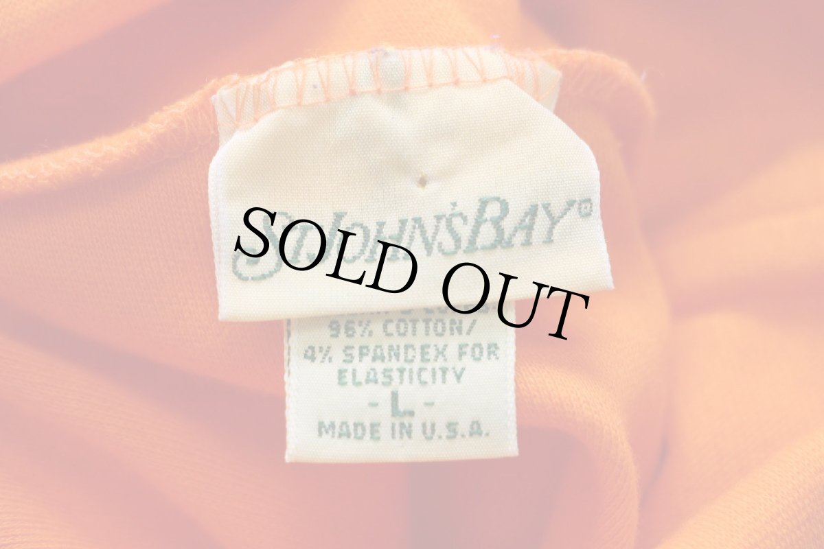 画像4: 90s USA製 STJOHN'SBAY 無地 タートルネック コットン 長袖Tシャツ オレンジ L (4)