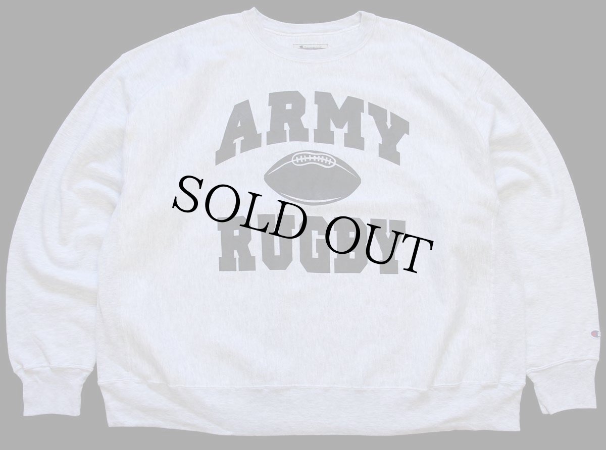 画像1: 00s Championチャンピオン ARMY RUGBY リバースウィーブ スウェット 杢グレー XXXL★特大 (1)