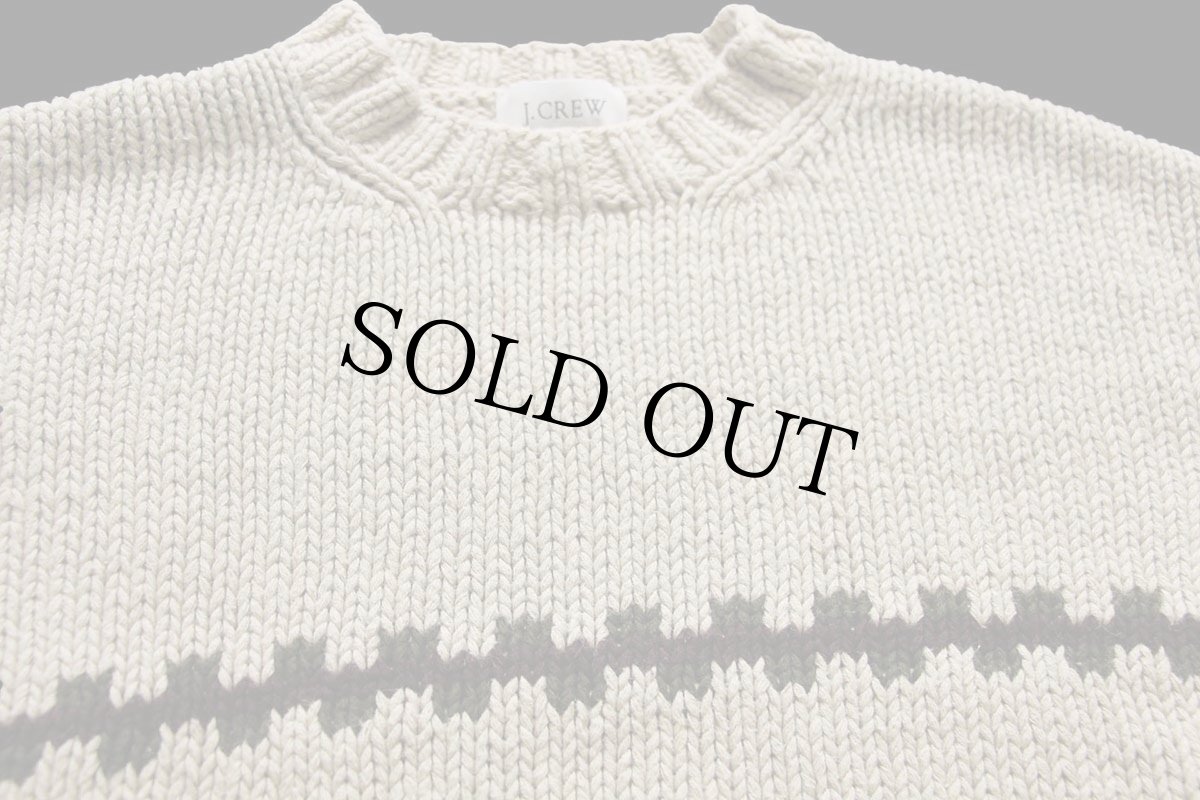 画像3: 00s J.CREW ローゲージ リネン×コットン ハンドニット セーター ベージュ L (3)