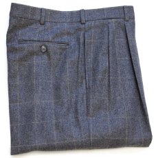 画像1: 00s カナダ製 LANDS'ENDランズエンド ウィンドウペンチェック ツータック スラックス ウールパンツ グレー 36R (1)