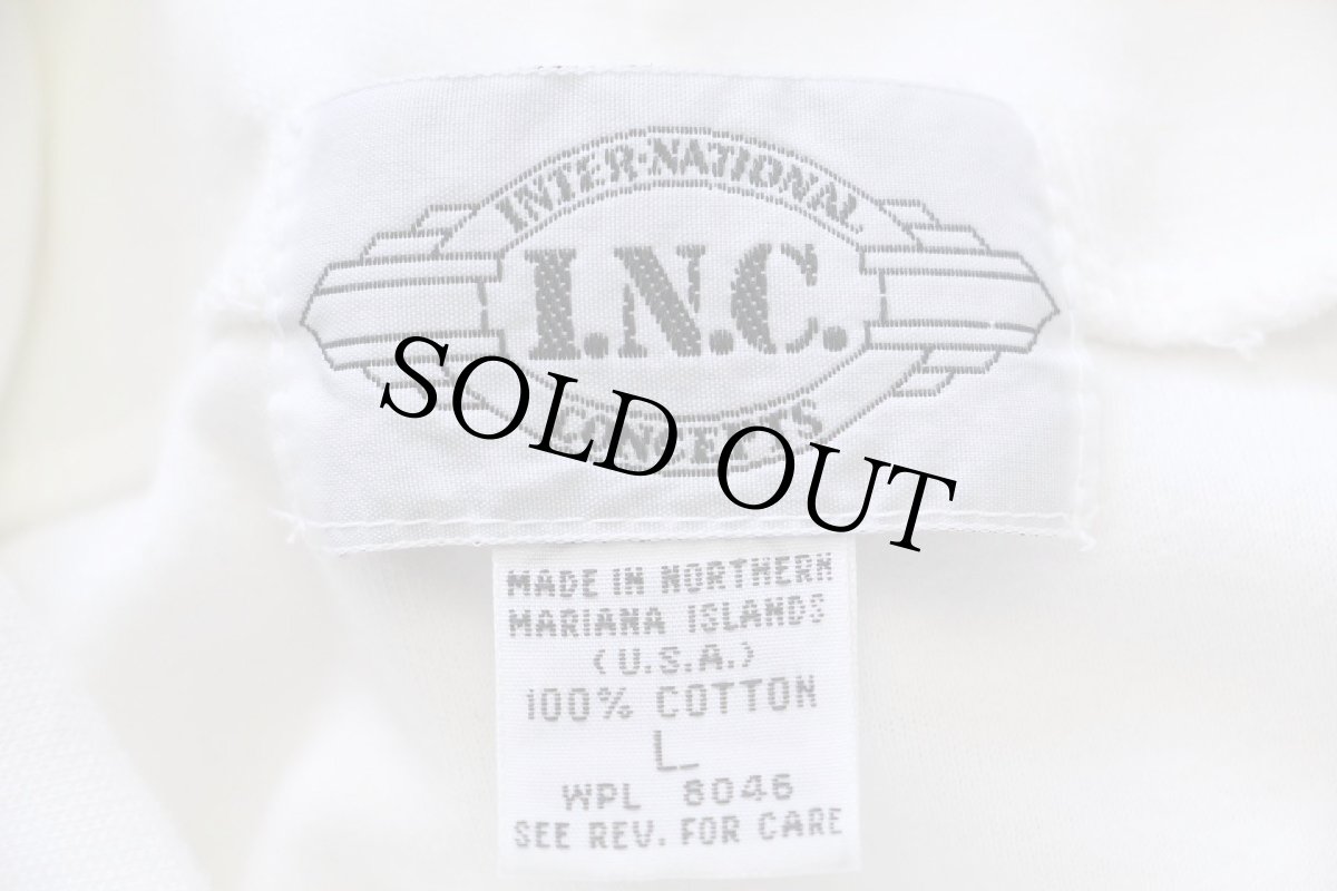 画像4: 80s I.N.C. 無地 タートルネック コットン 長袖Tシャツ 白 L (4)