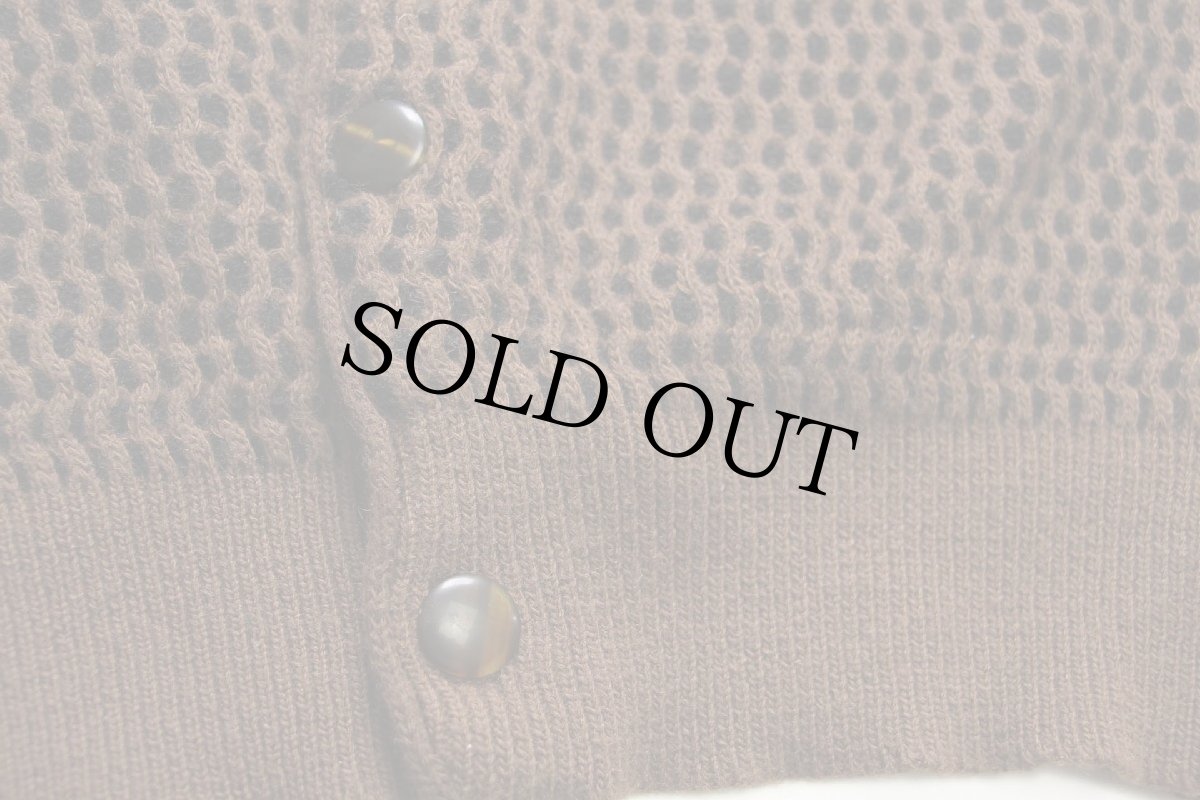 画像5: 90s イタリア製 CiAO ハニカム ウール×アクリルニット カーディガン ブラウン×ブラック (5)