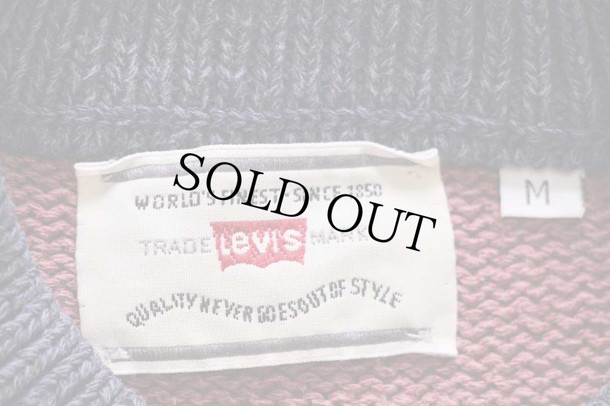 画像4: 90s イタリア製 Levi'sリーバイス マルチカラー 切り替え コットン×アクリルニット セーター M★ユーロ (4)