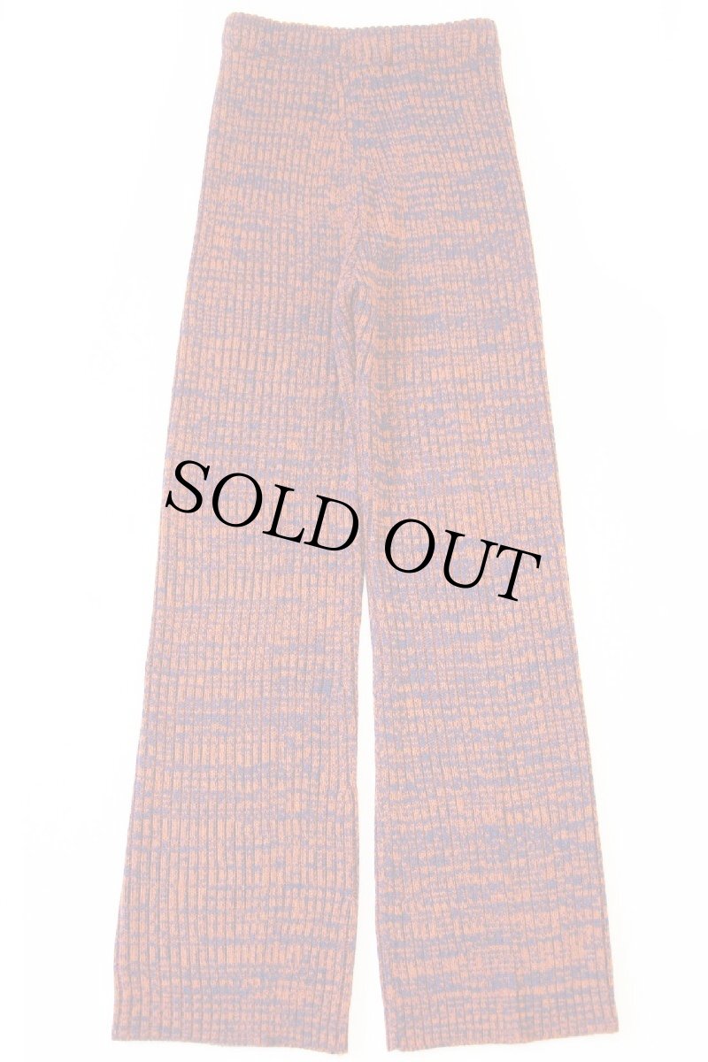 画像3: 70s UNKNOWN アクリル リブニット パンツ 紺×レンガ ミックス S (3)