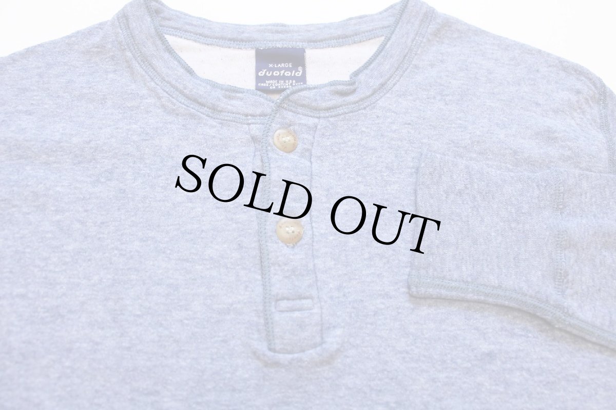 画像4: 90s USA製 duofold ヘンリーネック 2レイヤー アンダーシャツ 杢ブルー (4)