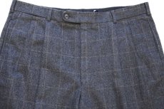 画像4: 00s カナダ製 LANDS'ENDランズエンド ウィンドウペンチェック ツータック スラックス ウールパンツ グレー 36R (4)