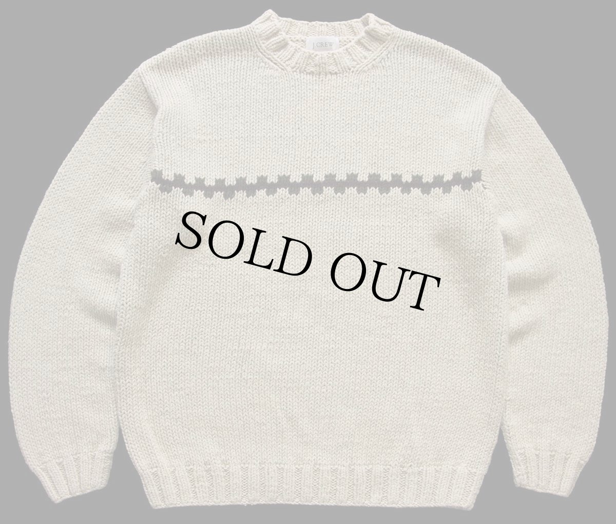 画像1: 00s J.CREW ローゲージ リネン×コットン ハンドニット セーター ベージュ L (1)