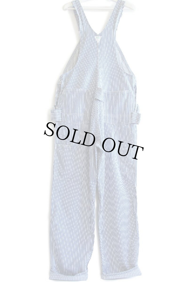 画像3: 80s USA製 OSHKOSH B'GOSH エプロン付き ダブルニー ヒッコリー ストライプ オーバーオール w38 L34 (3)