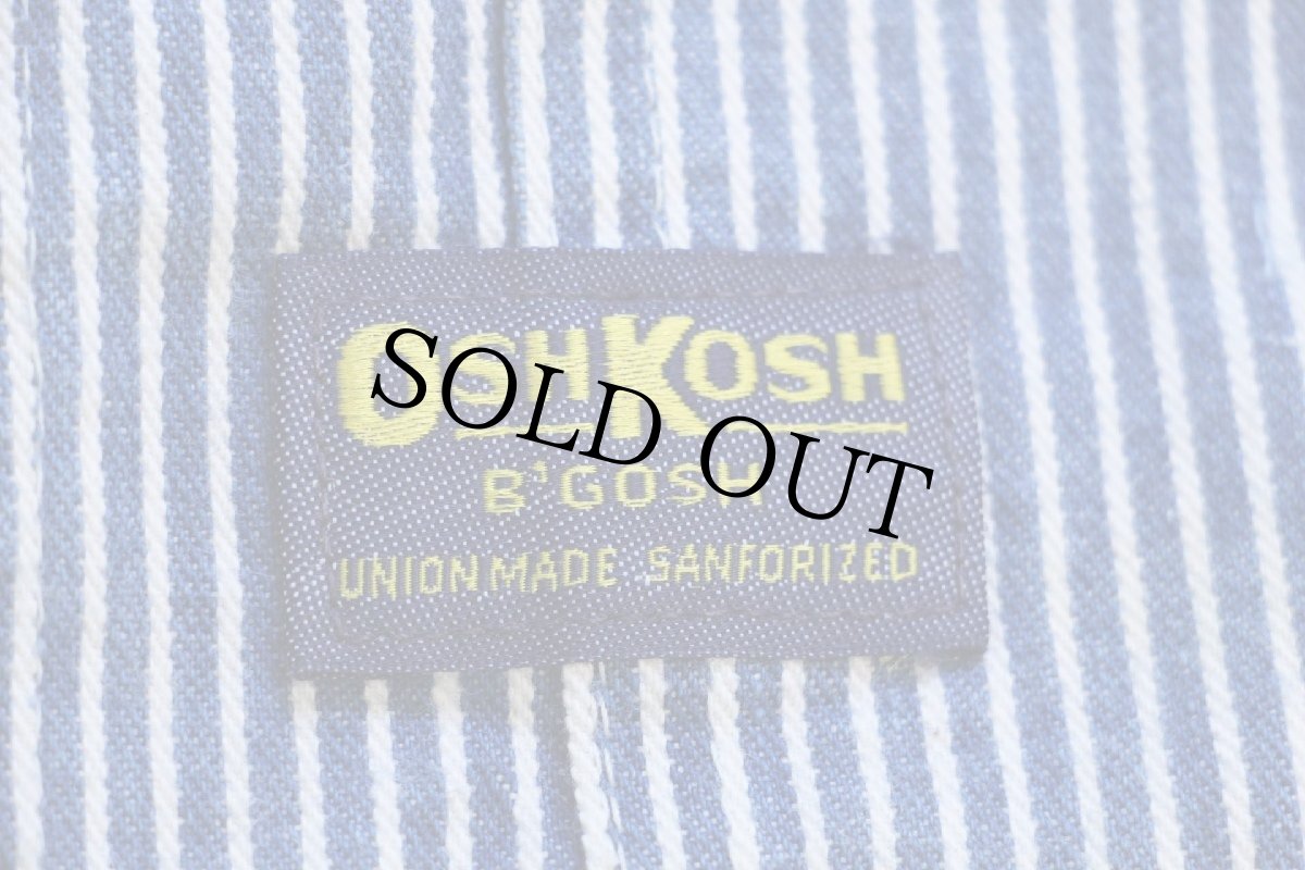 画像5: 80s USA製 OSHKOSH B'GOSH エプロン付き ダブルニー ヒッコリー ストライプ オーバーオール w38 L34 (5)